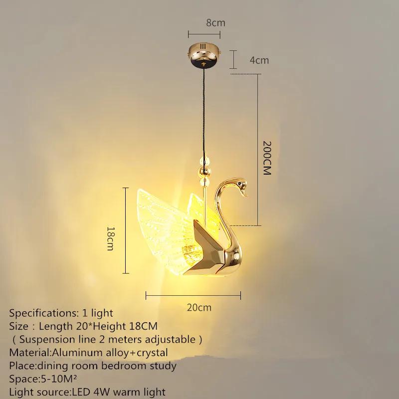 Nordic Creative Acrylic Swan LED Hanging Chandelier Study Bedroom Living Room Restaurant Pendant Lamps Bar Indoor Lighting Decor