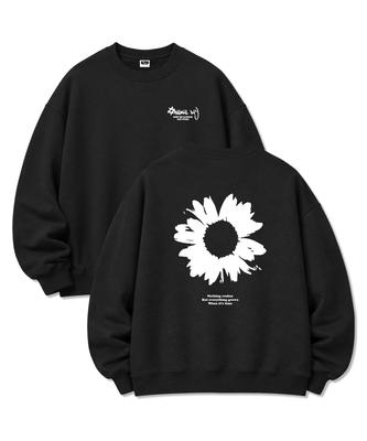 ORIGINALDAY [Fleece Line Option] Daisy Flower Oversized Long Sleeve Sweatshirt 5 Colors