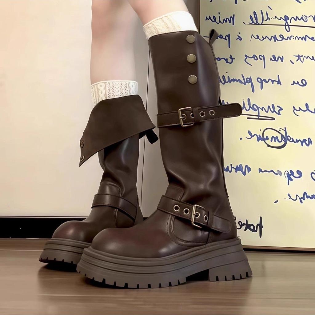 Western boots, cowboy boots, children's summer Xinjiang travel boots, brown Maillard knight boots, thick-soled Martin boots.