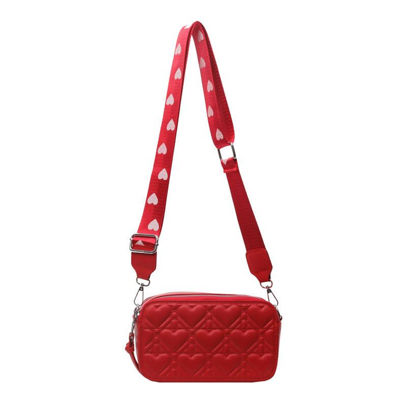 IELGY Ladies White Embroidered Thread Fashion Wide Shoulder Strap Crossbody Small Square Bag