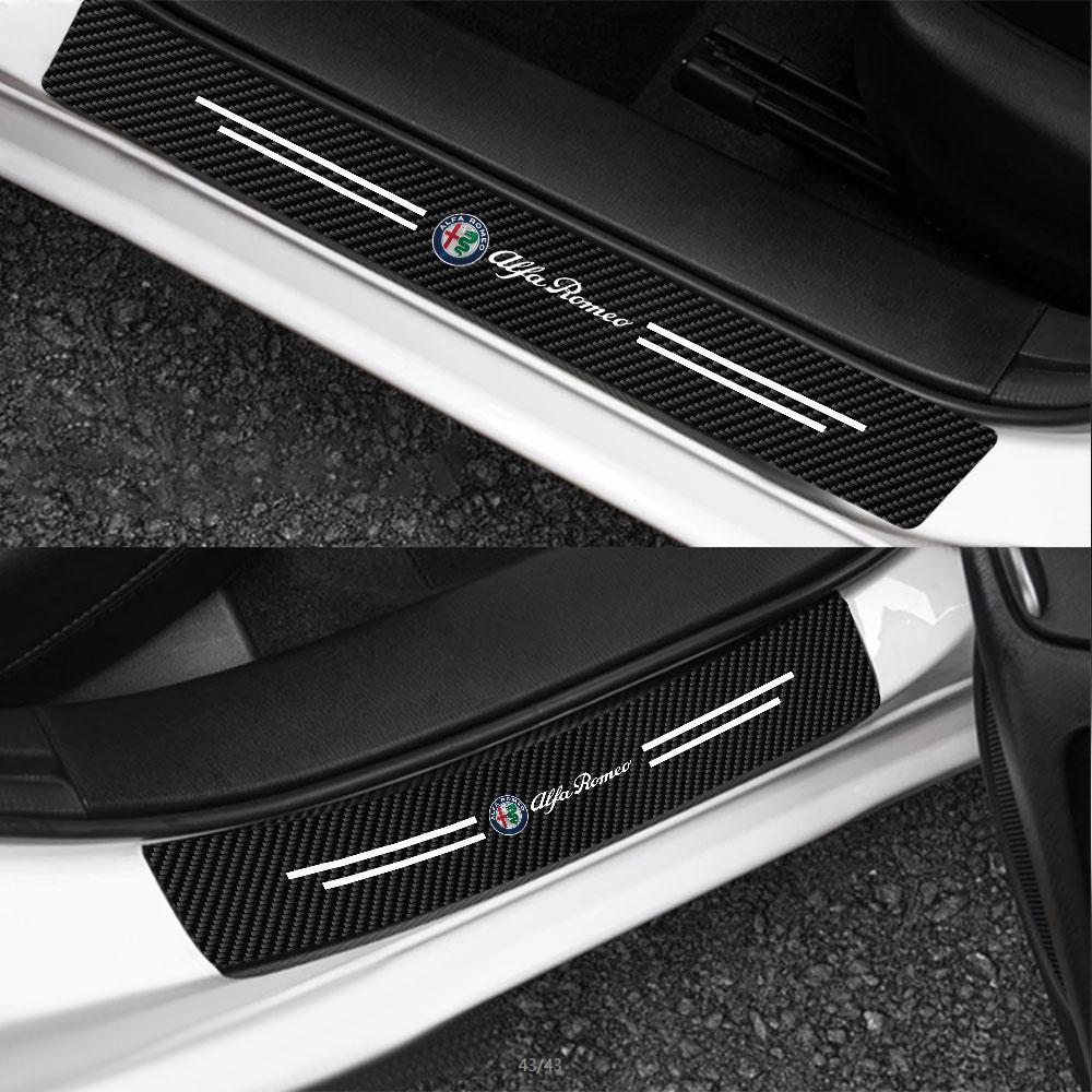 4Pcs Carbon Fiber Car Sticker Auto Door Threshold Waterproof Strip For Alfa Romeo Giulia Stelvio Giulietta 156 159 147 Mito Brer