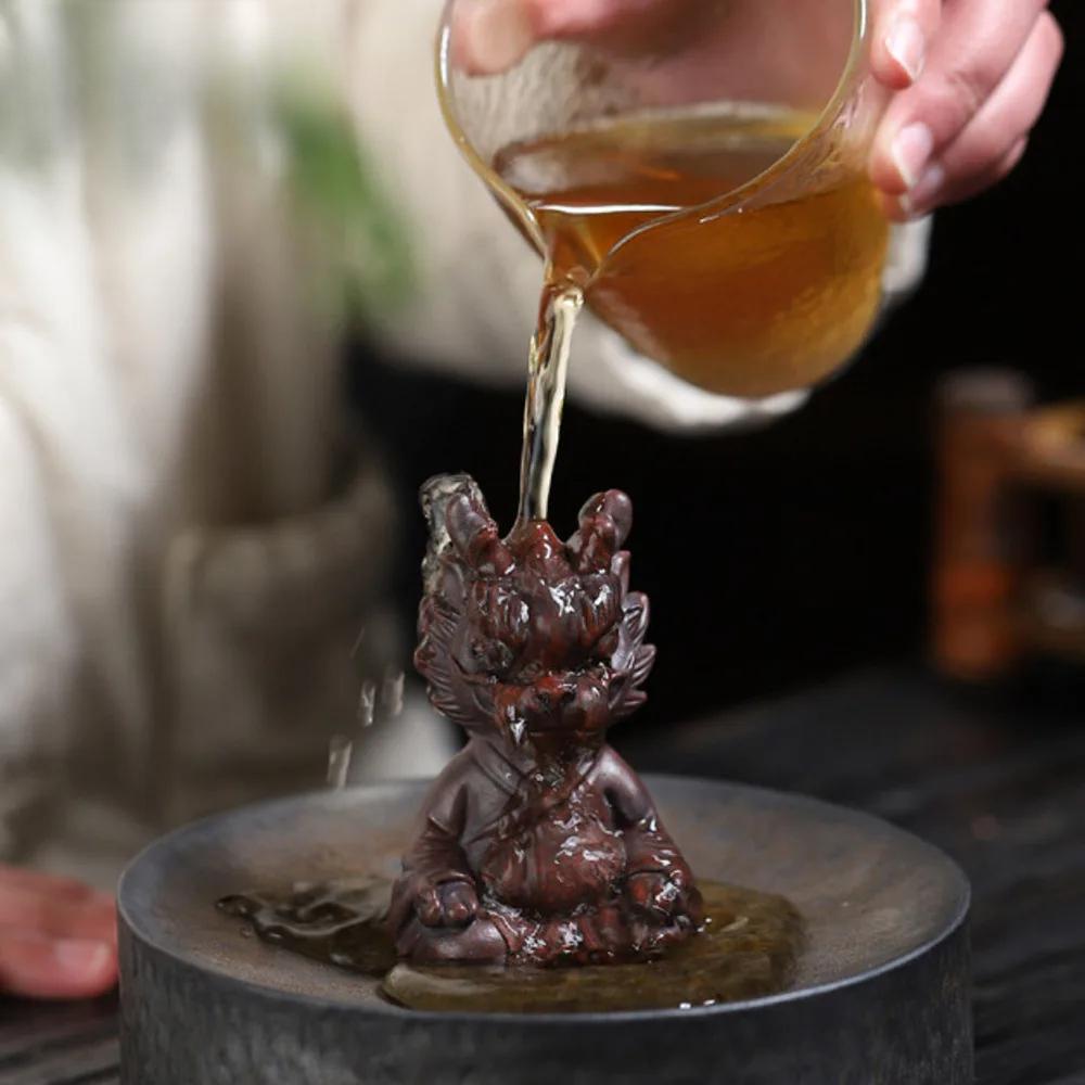 Purple Clay Tea Pet Dragon Meditation Meditation Red Blood Sand Figurine Play Toys Lucky Model Cafes Supplies Ornaments Decor