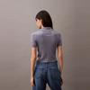 Calvin Klein Casual Striped Texture Polo Short Sleeve Knit Top Women tops Dark-Blue 47AB304-RLW