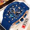 OFNS Fashion Quartz Watches for Man Luminous Waterproof Chronograph Calendar Silicone Strap Outdoor Luxury Sports Men Watch