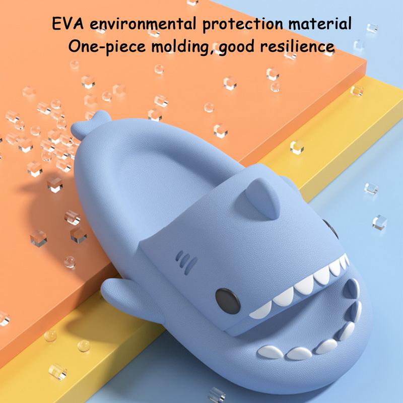 Fashion LItfun Cartoon Shark Slippers Girls And Boys House Flat Sandals Thick Sole Beach Slides Lovely  Children Fashion Shark Sandals