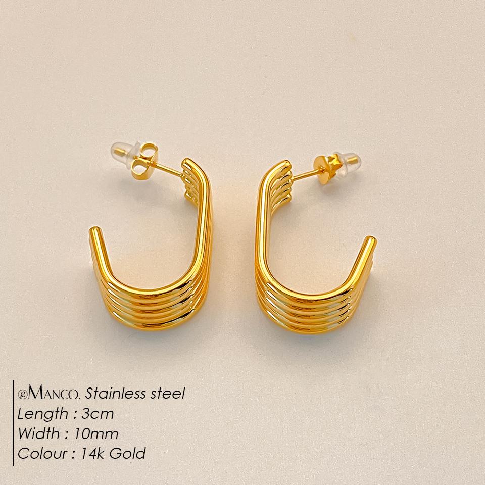 Chic Geometric Stainless Steel Hoop Earrings in Gold
