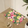 1Pcs Rose Pattern Floor Mat Floral Kitchen polyester Rug Non-Slip Colorful Indoor Carpet, For Home Bathroom Bedroom Living Room Decor