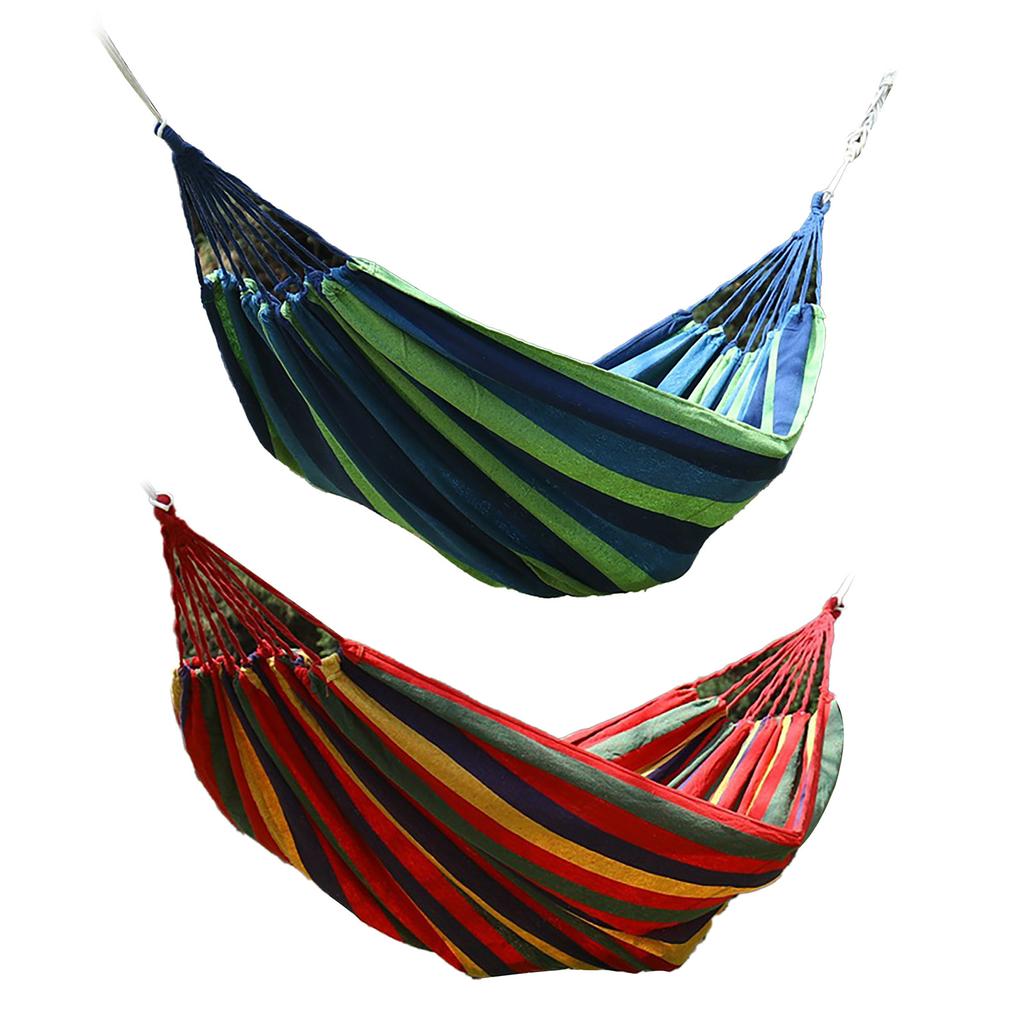 Single Double Hammock Suspension System Compact Garden Hammock Polyester Cotton Sturdy Comfortable Anti Rollover for Patio
