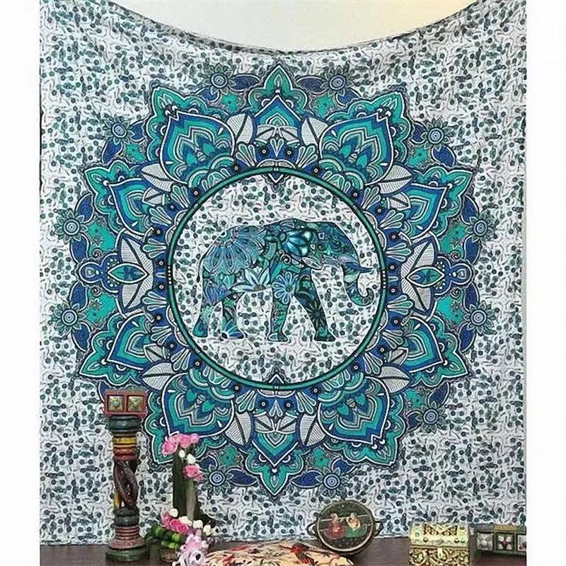 2025 Polyester Mandala Tapestry Wall Hanging Yoga Mat Blanket India Elephant Home Wall Decor Bohemia Beach Mat Picnic Cloth