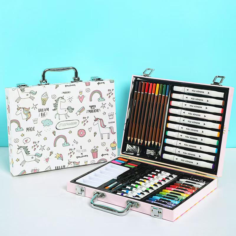 145-Piece Deluxe Watercolor Pen Set for Kids - Double-Layered Aluminum Box Art Supplies & Painting Tools