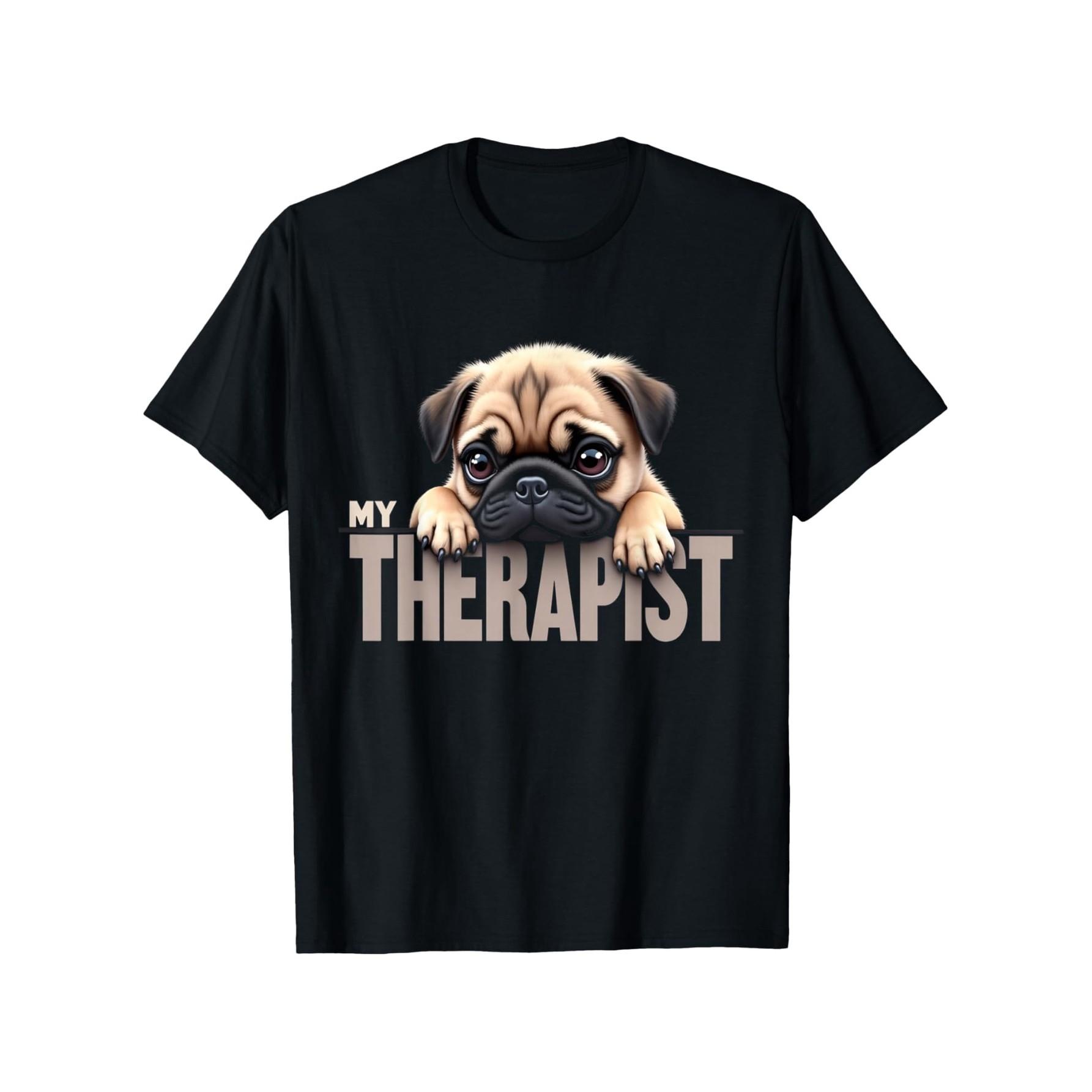 

Pug My Therapist Funny Dog Graphic Tee Soft Cotton Casual Short Sleeve TShirt for Pet Lovers - Men s Summer Cotton Graphic Tee S разноцветный