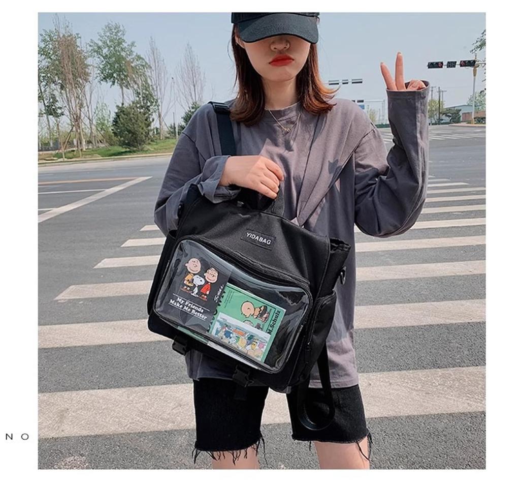 Giminuo Ita Shoulder Transparent Tote Crossbody Large Travel Unisex 4-Way Bag, Bag, Large, Bag, Backpack, Bag, Capacity, School, Commuting, Bag,