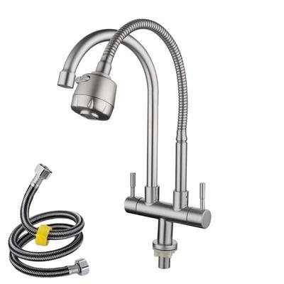 TLXT Stainless Steel Single Cold Dual Outlet Kitchen Faucet