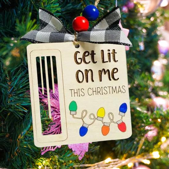 Handmade Wooden Money Holder Christmas Tree Reindeer Money Clip Wallet Ornament with Blessing Placing Money Dispenser for Christmas Tree Home
