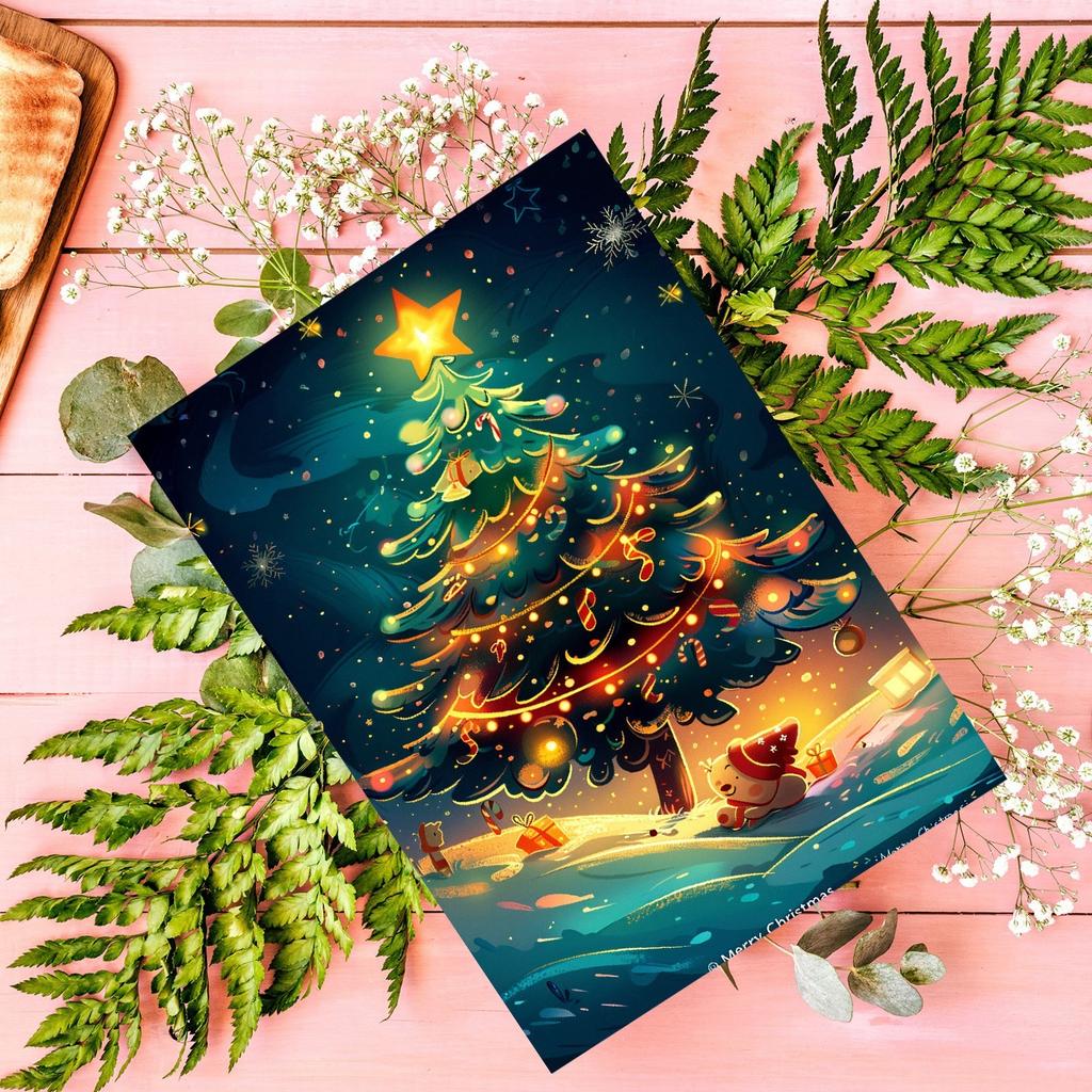 50pc Christmas Series Wall Card Holiday Postcard Decoration Card
