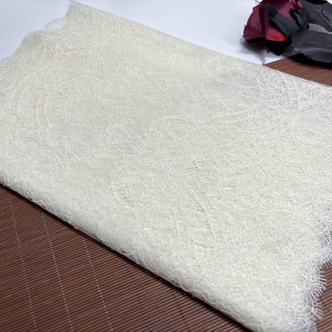 

( 2 Colors ) 3m x 32.5cm French Chantilly Lace, Non-stretch Eyelash Mesh Lace Fabric for Lingerie, Bra, Underwear, Dress, Garment, Sewing & Crafting 3 meters x 32.5 cm белый