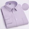 Men's 65% Cotton Long Sleeve Printed Check Dress Shirt Single Patch Pocket Regular-fit Comfortable Versatile Thin Casual Shirts
