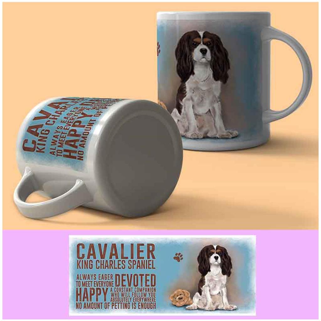 Les Trésors De Lily [A2178] - Mug céramique 'Chiens' bleu (cavalier king charles spaniel) - 95x80 mm