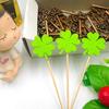 Saint Patrick's Day Clover Shape Green Cake Card Insertion Cake Decoration DIY