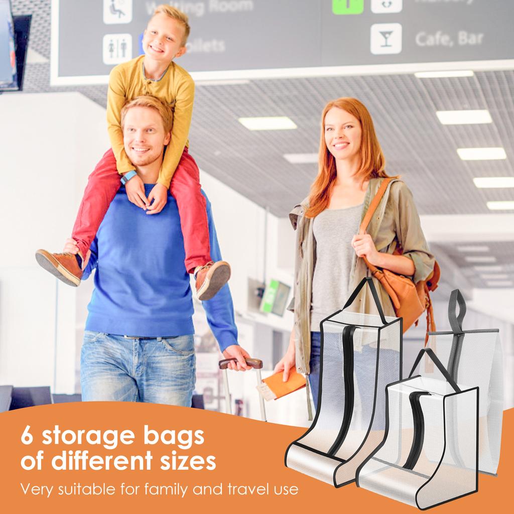 6Pcs Shoe Storage Bag Long Short Boot  Protection Cover Waterproof Dustproof Portable Travel Zipper Pouch Organizer