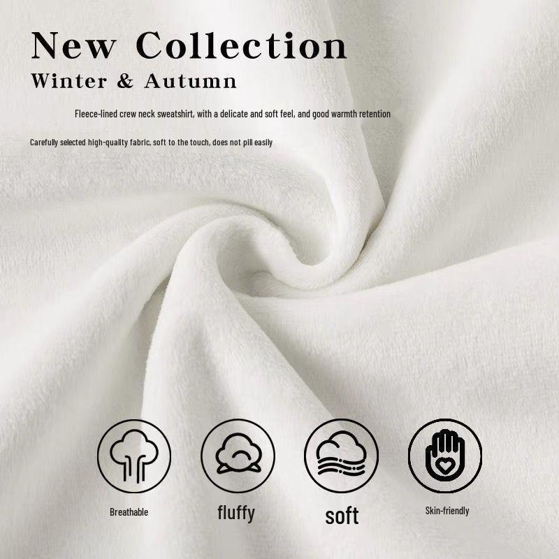 Oversized Vintage Fleece-Lined Crew Neck Sweatshirt - 450G Heavyweight, Autumn/Winter Streetwear