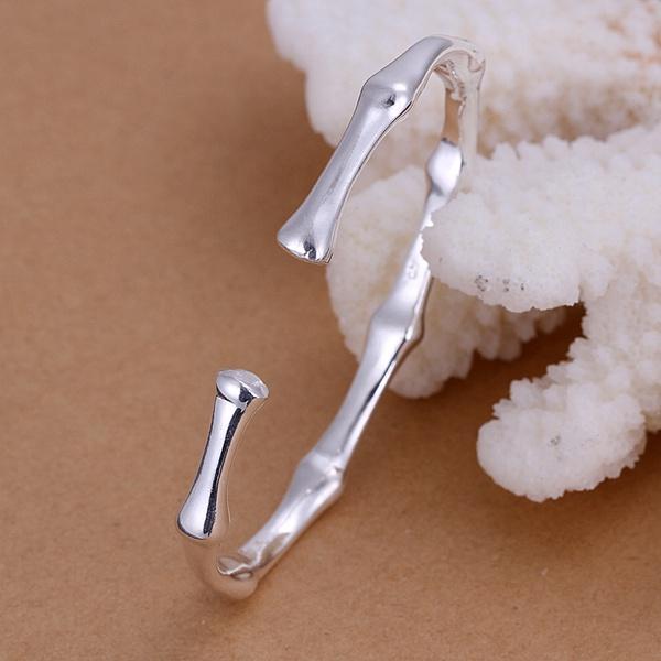 Silver Color Girl Women Children Christmas Gift High Quality Bamboo Open European Style Bangle Bracelet Fashion Jewelry B095