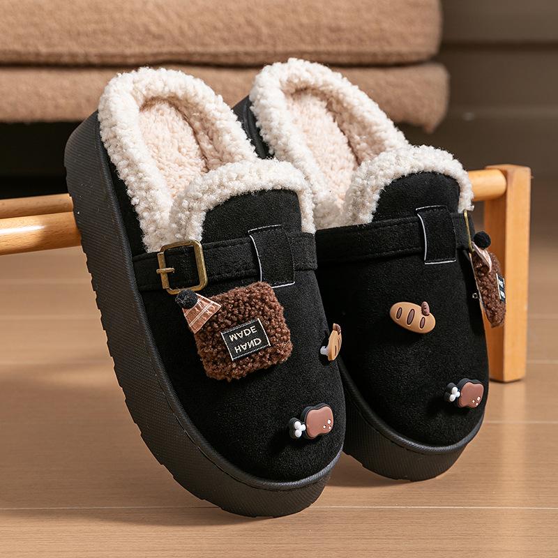 

Cute fluffy drag women wear winter new home warm thick-soled soft-soled non-slip cotton slippers 36-37