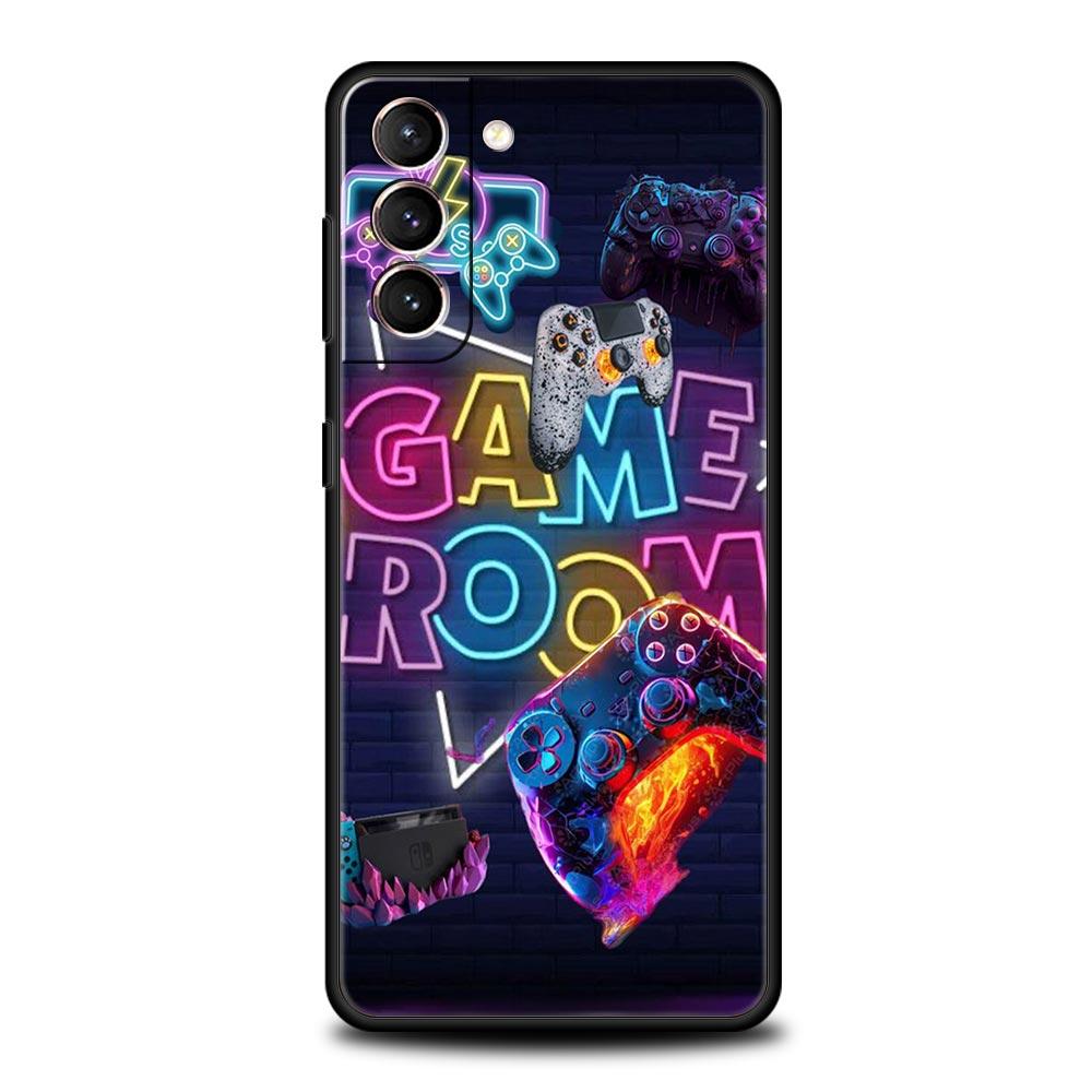 Game Controller Graphic Phone Case For Samsung Galaxy S26 Ultra S25 Plus S24 FE S23 S22 5G S21 S20 Cover Black Soft