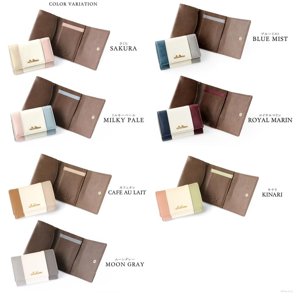 Clelia Women's Tri-fold Mini Wallet, Tricolor, Riberte Series [CL-17026] (Off-White)