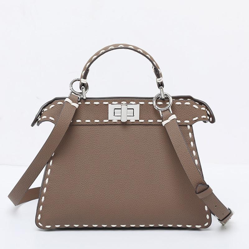 Kätzchentasche aus Rindsleder der ersten Schicht, komplett handgenäht, komplett mit Wachsfaden, Damenhandtasche aus echtem Leder, Schultertasche