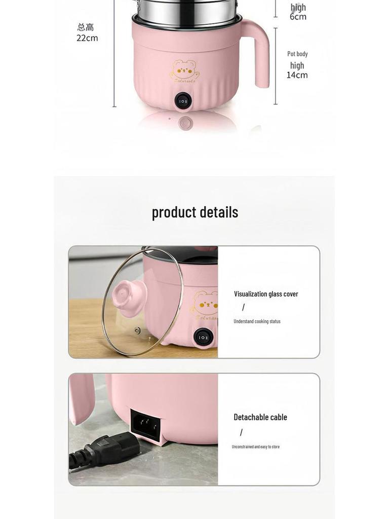 Koreański wielofunkcyjny mini elektryczny garnek do gotowania i patelnia dla studentów w akademikach