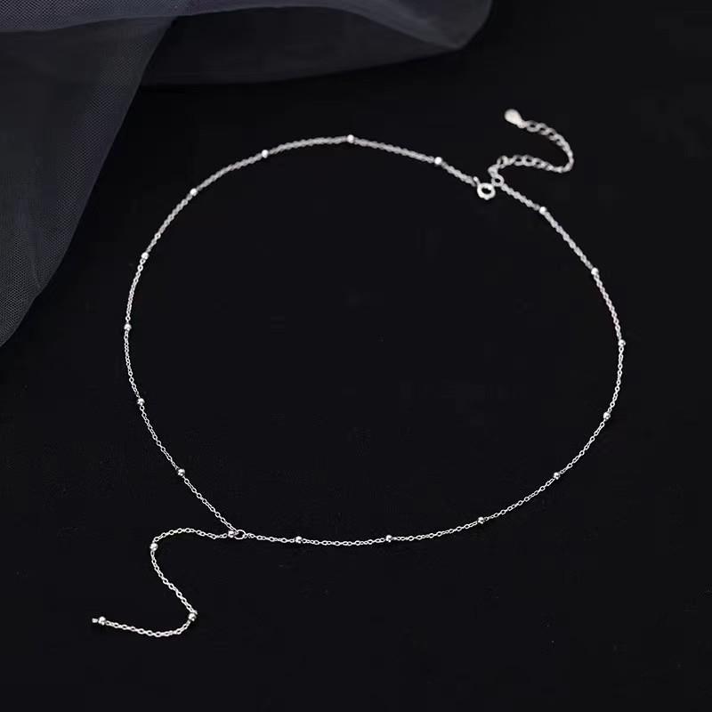Stainless steel long fringed necklace female simple temperament niche light luxury collarbone chain accessories female