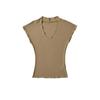 Damen V-Ausschnitt Kurzarm T-Shirt Slim Fit Einfarbig Basic Lässiges Tee Top