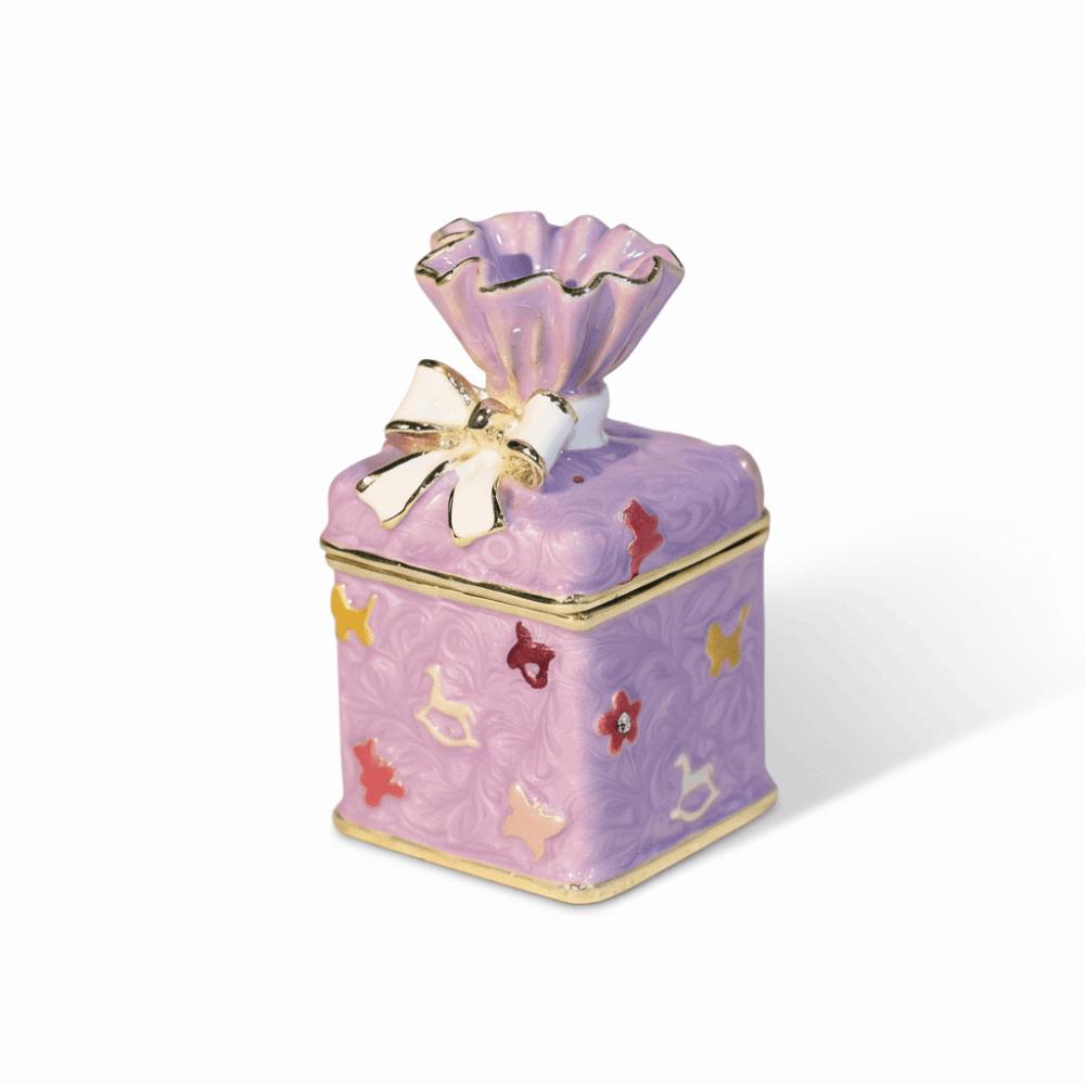 Pink Candy Jewelry Box Enamel Color Trinket Box Storage Container Candy Canister  For Necklaces