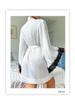 European & American Sexy Satin Mid-length Women's Long-sleeved Bathrobe Lingerie