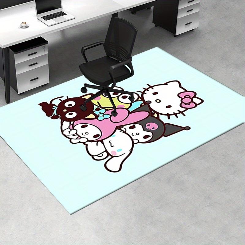 Office Rug Hello Kitty, Sanrio Characters Anti-Slip Rug, Machine Washable for Living Room, Bedroom, Office, Multiple Sizes, Bedroom Mat, Decorative Ma