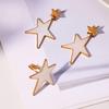 Qiong Yao 18K Gold-Plated Mother-of-Pearl Star Pendant Earrings & Openable Ring with Bold Oil Drip Design