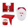 Christmas Bathroom Decoration Set 4Pcs with Toilet Cover Rugs Tank Cover Paper Box Cover Festive Indoor Party Decor