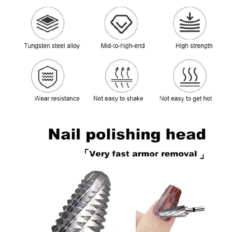 Universal Fit Tungsten Nail Grinder Bit With Ergonomic Texture For Secure Grip And Rapid Nail Polishing Removal