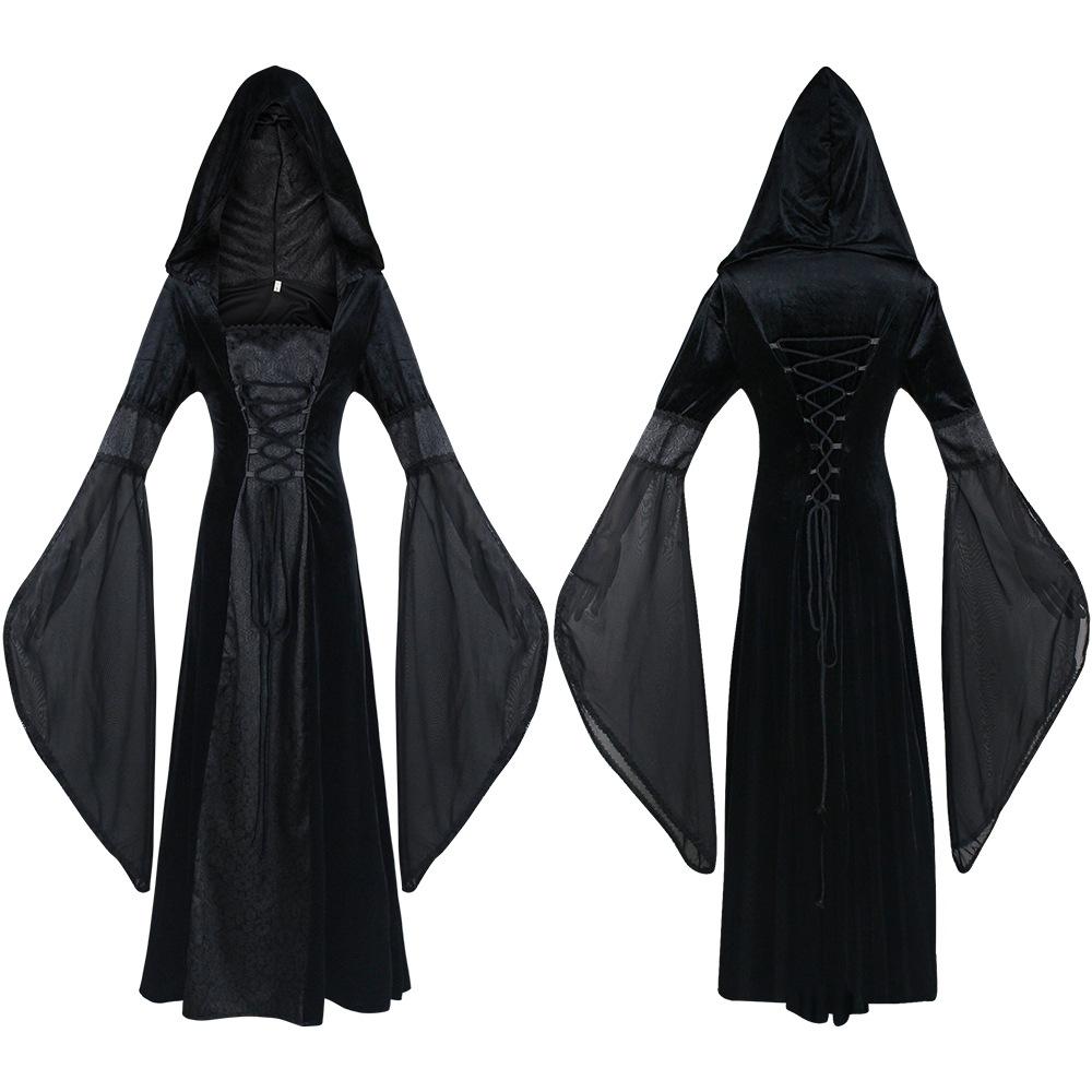 Mittelalterliches Kapuzen-Langkleid Cosplay Kleidung Europäischer Und Amerikanischer Stil Retro Stil Brautkleid Taillenkleid Cosplay Kleidung