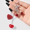 Bow Heart Keychain Cherry Strawberry Charm Pendant Keyring Jewelry For Girl Women Gift Bag Decoration