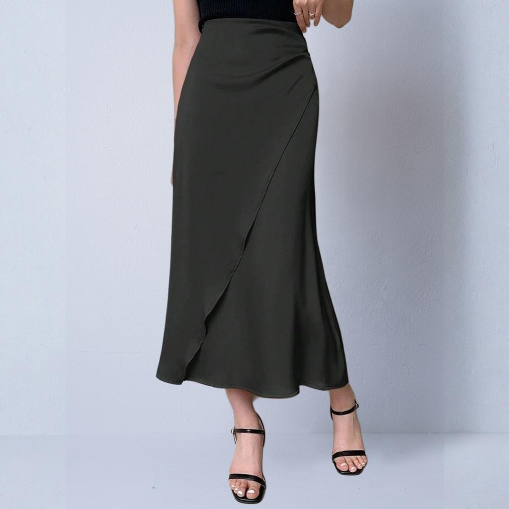 Women's Elegant And Fashionable Knitted -color Midi Skirt