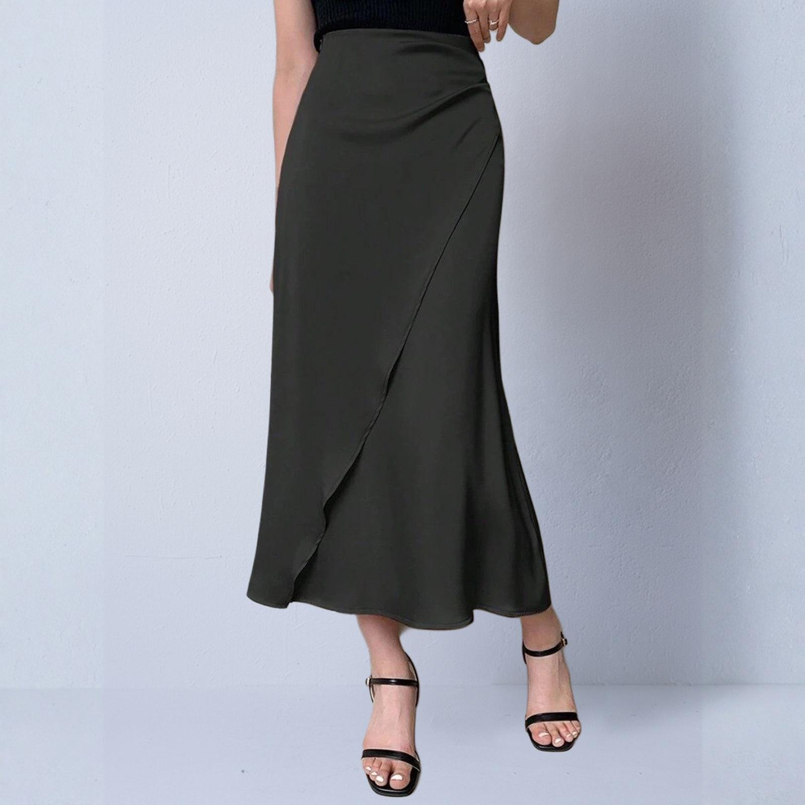 

Women s Elegant And Fashionable Knitted -color Midi Skirt XL чорний