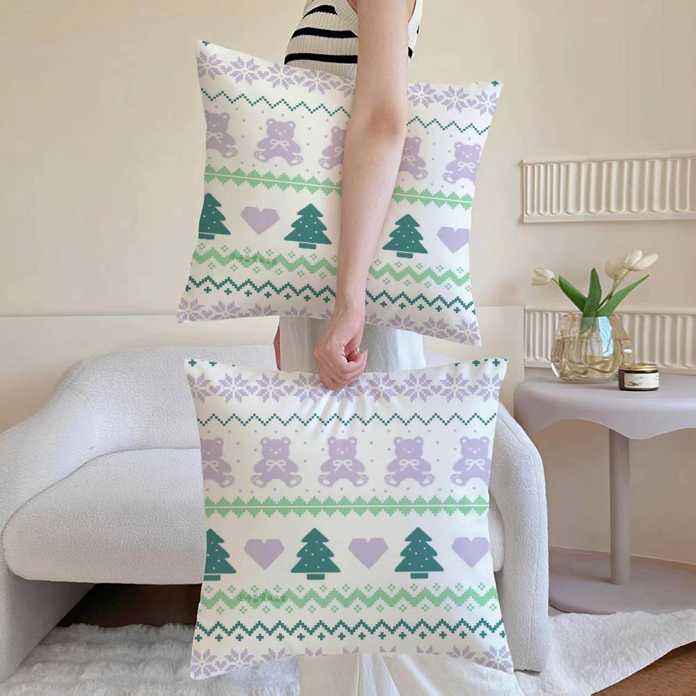 Christmas Spirit Pillow Case Sofa and Living Room Decorative Cushion Covers Dust-proof and Mite-proof Invisible Zipper