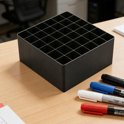 36-Grid Plastic Marker Pen Storage Tray - Empty Organizer Box for Art Supplies, Crafts & School Stationery
