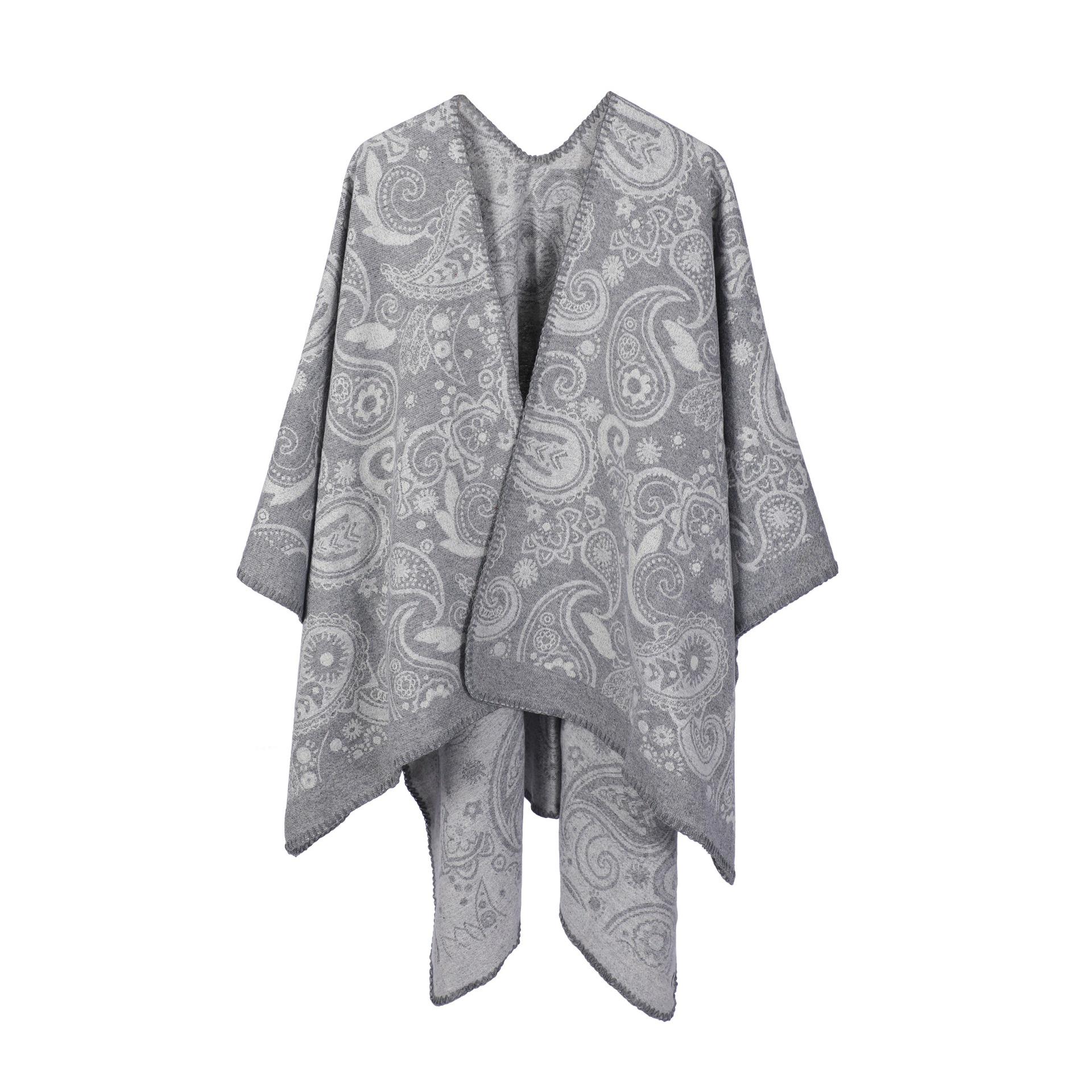 2025 New Women s Jacquard Floral Wool Cross Shawl for Spring, Autumn, and Winter 135-175CM серый