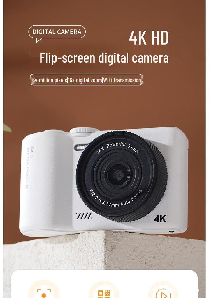 64MP HD Retro Flip Screen CCD Digital Dual Camera for Selfies