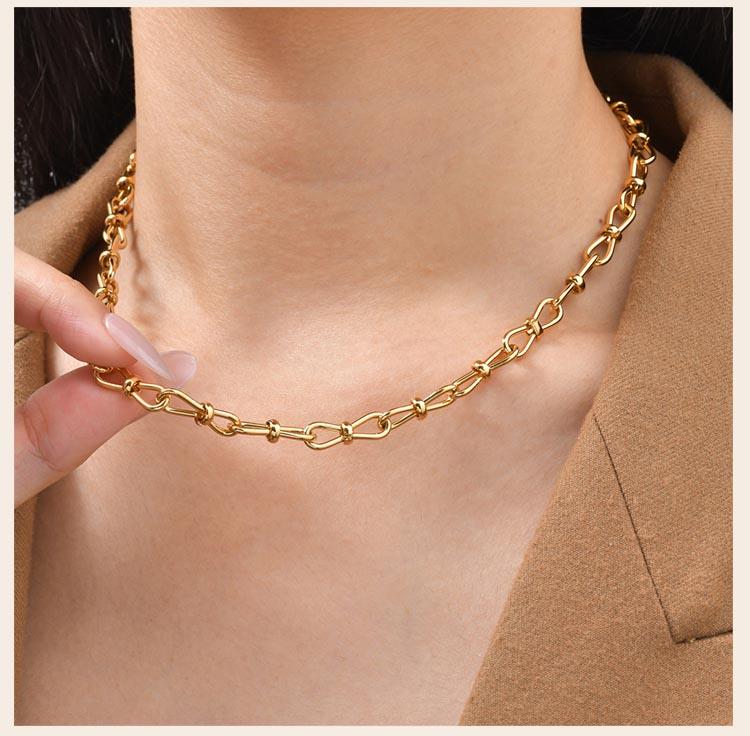 Solid Stainless Steel Chunky Chain Necklace for Women, Simple Link Chain Chokers, Fashion Non Tarnish Jewelry