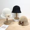 New Autumn and Winter Fisherman Hat with Butterfly Bow Cold Resistant and Warm Solid Color Simple Bucket Hat