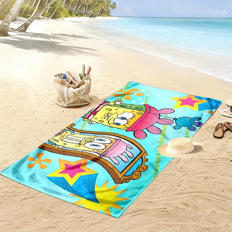 SpongeBob SquarePants3 Print Beach Towel, Large Soft Quick Dry Towel for Beach Camping Swimming